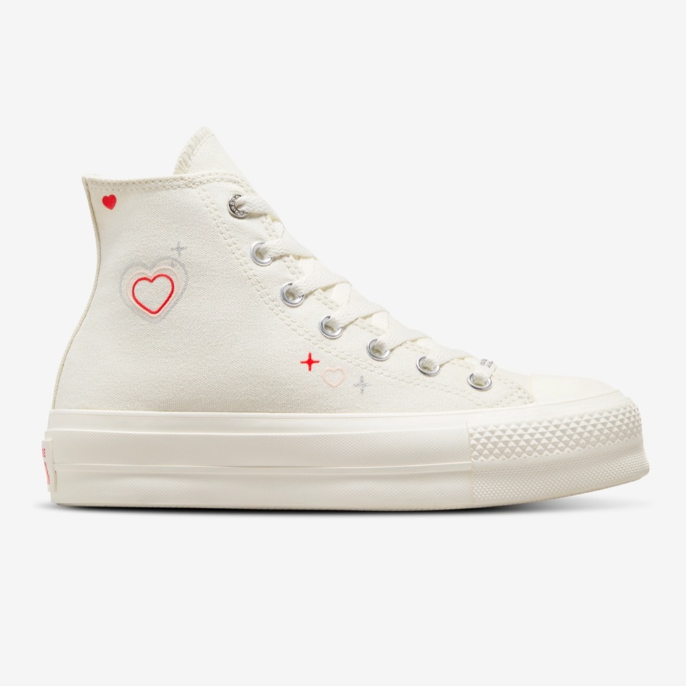 Converse Women's Cream High-Tops with Red Details